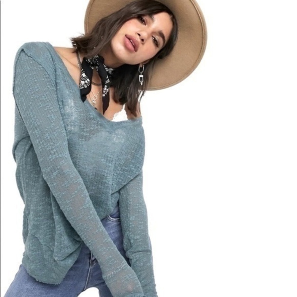 NWT Free People Ocean Air Hacci pullover tunic Top size XS
